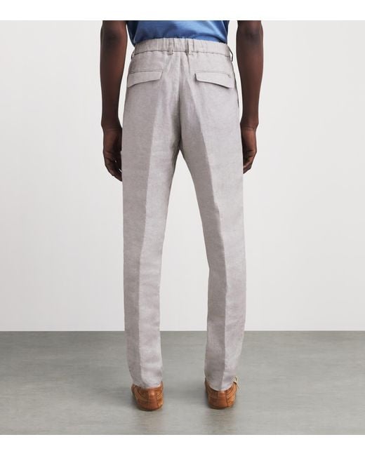 Paul & Shark Gray Linen Chino Trousers for men