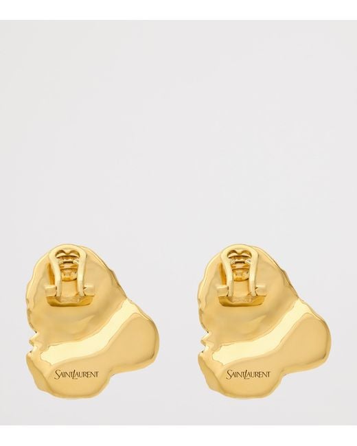 Saint Laurent Metallic Resin-Detail Clip-On Earrings