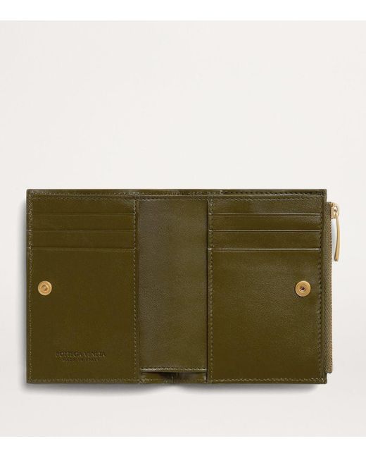 Bottega Veneta Green Small Leather Intrecciato Bifold Wallet