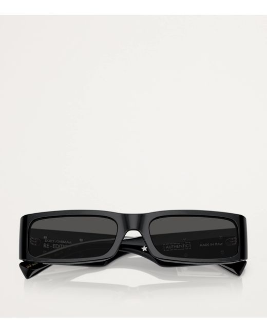 Dolce & Gabbana Black Re-Edition Rectangular Sunglasses