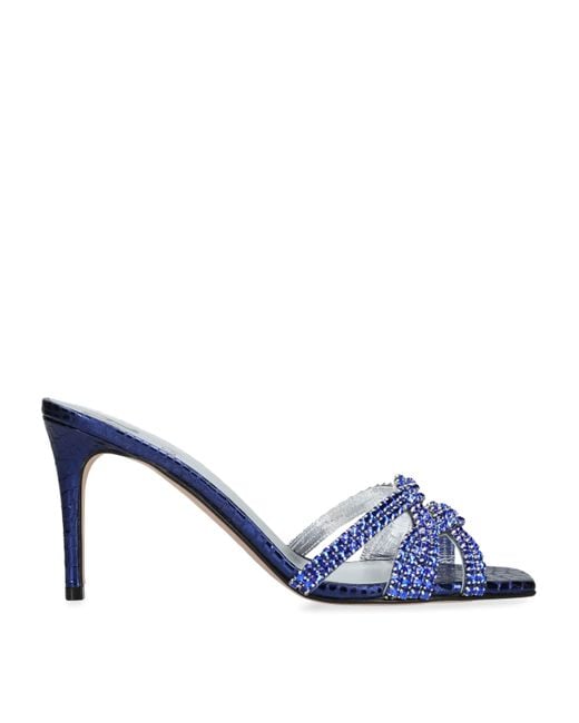 Gina Blue Crystal-Embellished Loie Mules 85