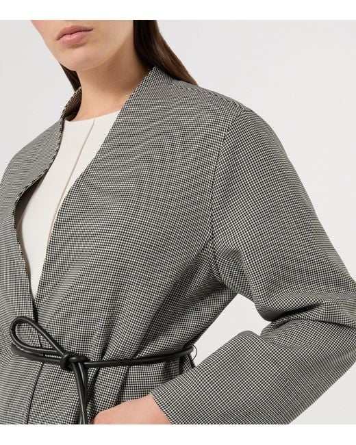 Marina Rinaldi Gray Virgin Wool Houndstooth Coat
