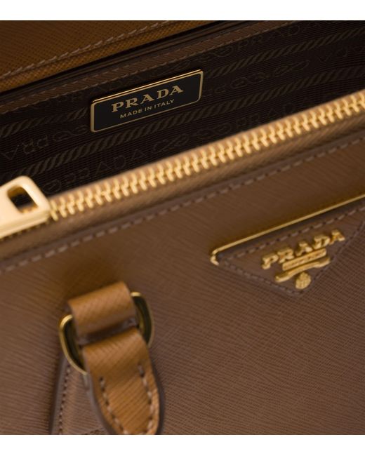 Prada Brown Small Leather Galleria Top-Handle Bag