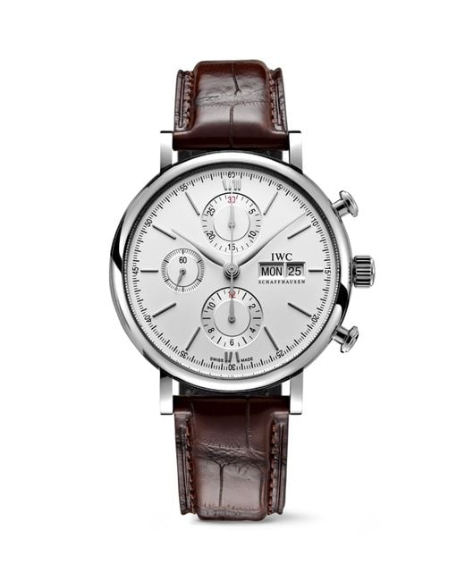 Iwc Gray Stainless Steel Portofino Chronograph Watch for men