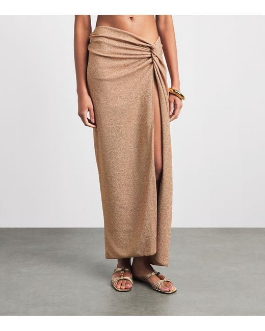 Devon Windsor Natural Glitter Knot Maxi Skirt