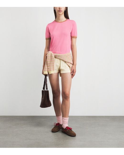 Guest In Residence Pink Cashmere Airy Ringer T-Shirt