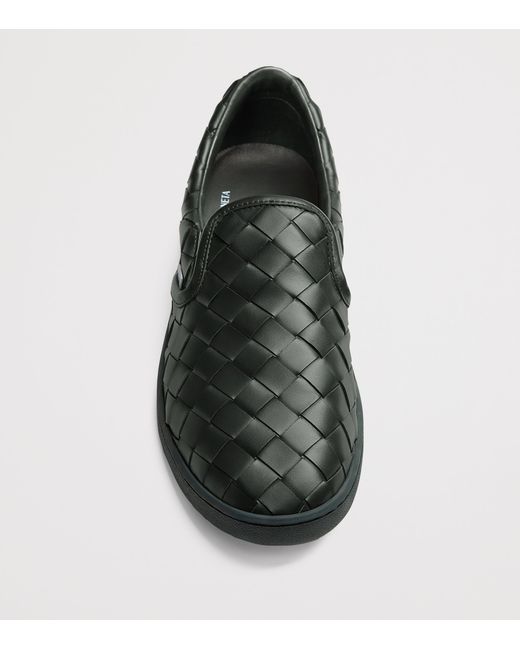 Bottega Veneta Black Leather Intrecciato Loafers for men