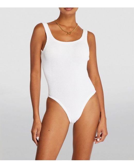 Hunza G White Square-Neck Swimsuit