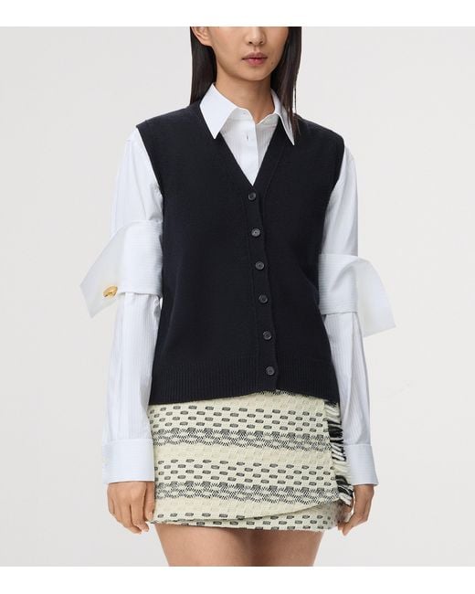 Loewe Blue Wool Button-Up Sweater Vest