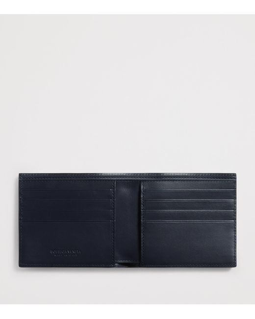 Bottega Veneta Blue Leather Intrecciato Bifold Wallet for men