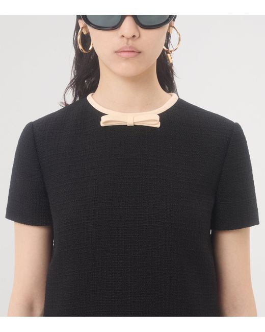 Valentino Black Wool-Blend Mini Dress