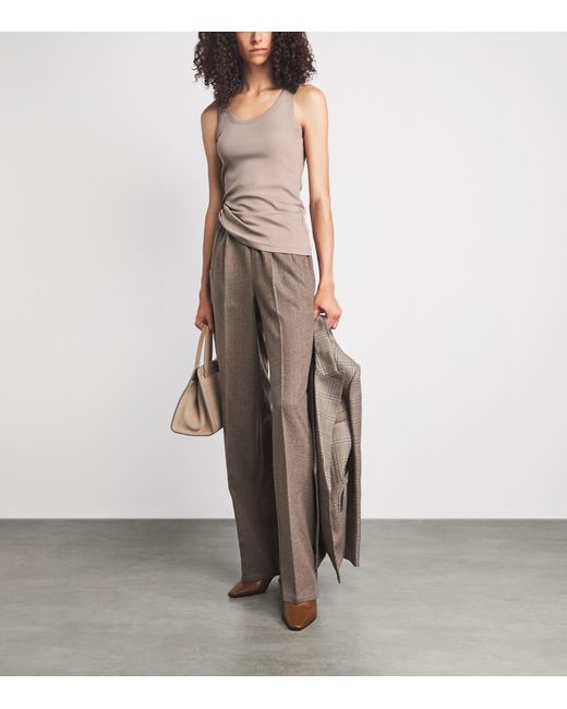 Fabiana Filippi Brown Rib-Knit Embellished Tank Top