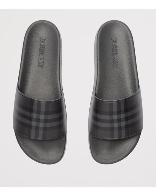 Burberry Gray Check Slides for men