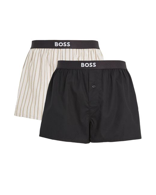 Boss Black Woven Logo Boxer Shorts (pack Of 2) for men