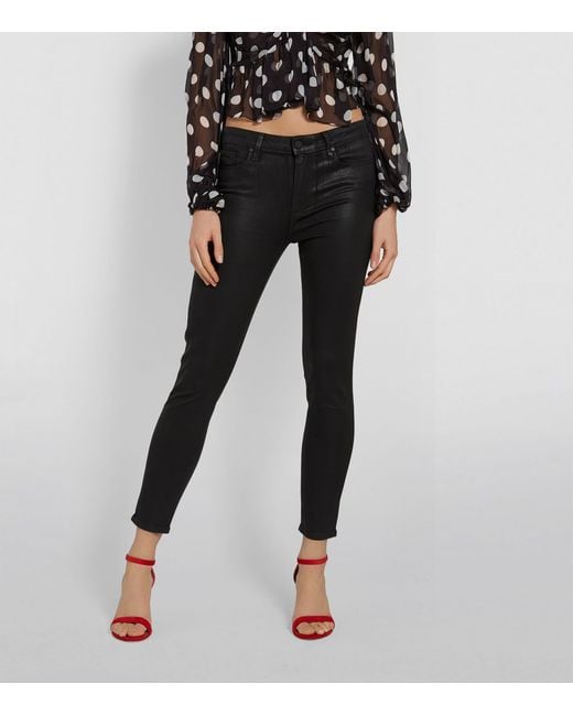 PAIGE Black Hoxton Coated Skinny Jeans