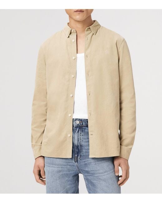 AllSaints Natural Cotton Corduroy Birchwood Shirt for men