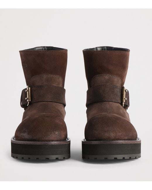 Balenciaga Brown Suede Venom Biker Boots