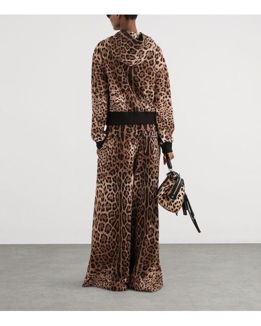 Dolce & Gabbana Brown Fleece Leopard Print Trousers