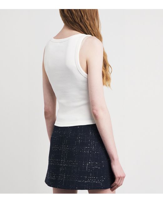 Claudie Pierlot White Logo Ribbed Tank Top