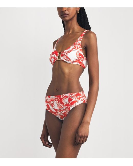 Melissa Odabash Red Floral Bel Air Bikini Bottoms
