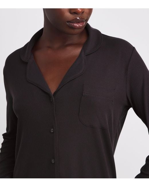 Skims Black Soft Lounge Ribbed Pyjama Set