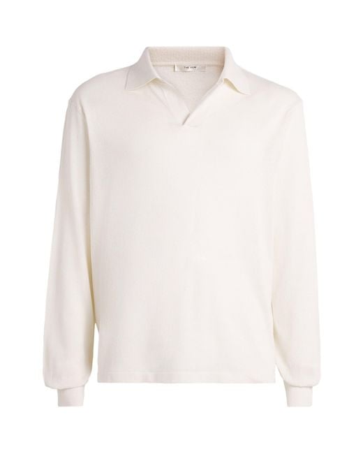 The Row White Stafford Silk Polo Sweater for men