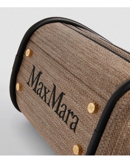 Max Mara Brown Small Raffia-effect Marine Top-handle Bag