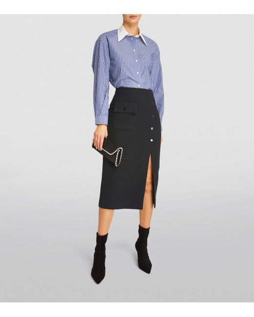 Sandro Black Tweed Midi Skirt