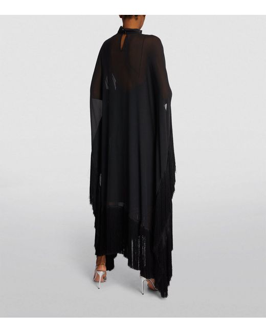 ‎Taller Marmo Black Fringed Mrs Ross Kaftan Dress