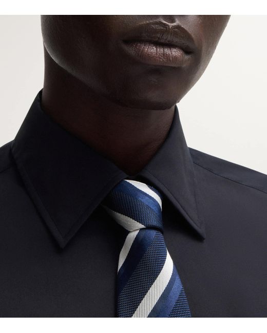 Boss Blue Stretch-Cotton Slim Shirt for men