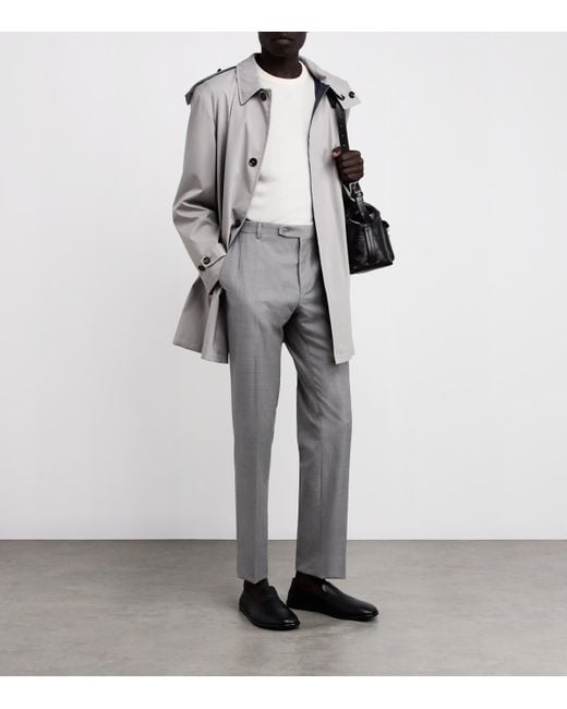 Brioni Gray Wool Straight Journey Trousers for men