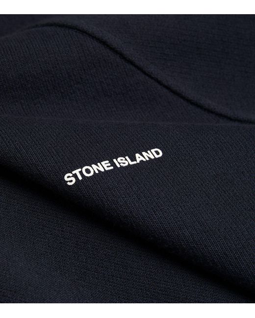 Stone Island Blue Cotton Fleece Logo Sweatshirt for men
