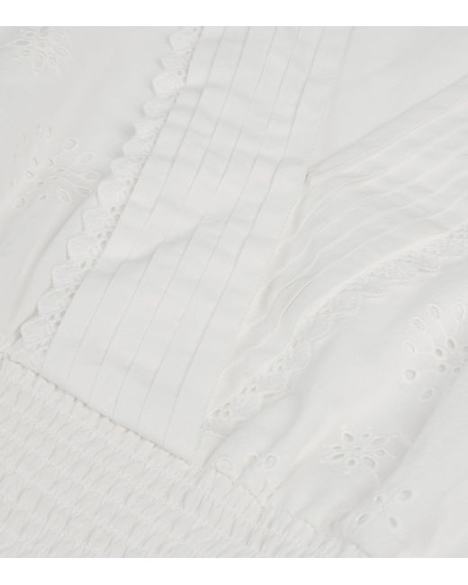 The Kooples White Smocked Broderie Anglaise Top