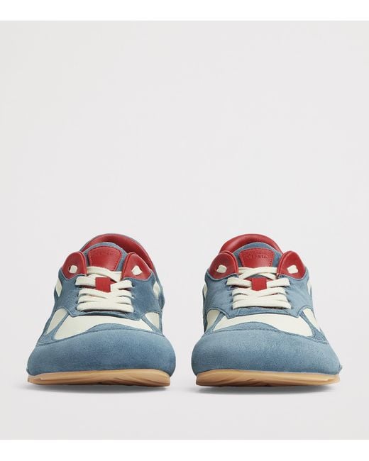 Bottega Veneta Blue Orbit Flash Low-Top Suede And Nylon Sneakers