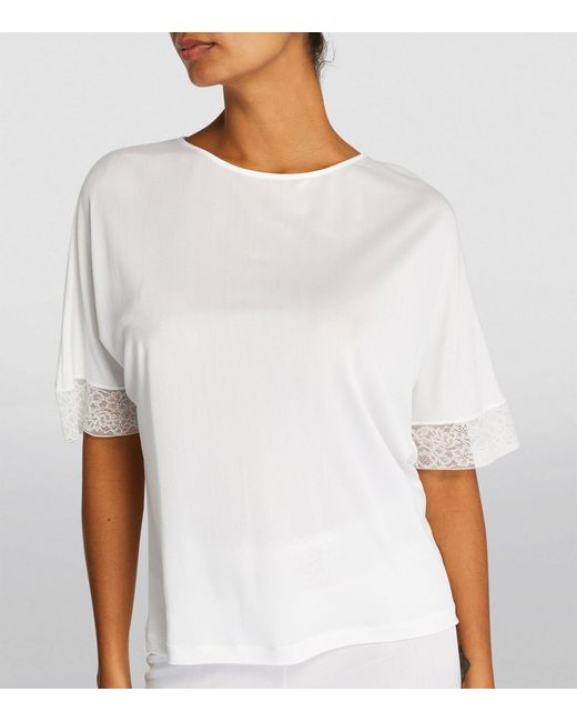 Zimmerli Silk Lace-trim Pyjama Top in White | Lyst