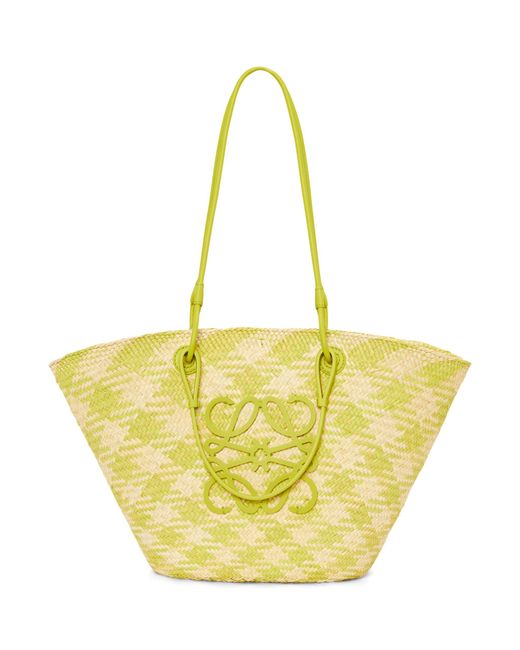 Loewe Yellow X Paula's Ibiza Medium Checked Anagram Basket Bag