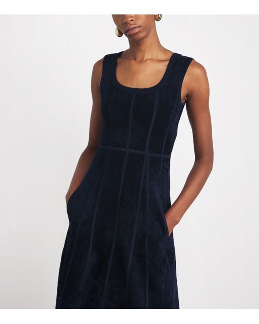 Maje Blue Terry Structured Midi Dress