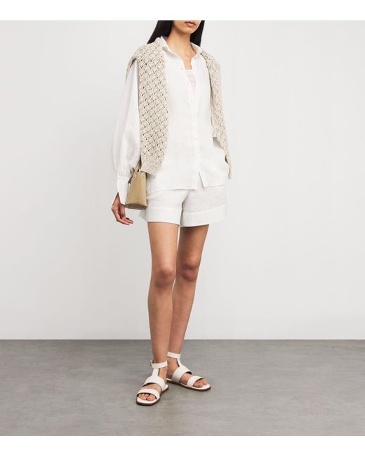 Eleventy White Linen Long-Sleeve Shirt