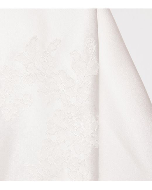 Carine Gilson White Silk Lace-Trim Slip Dress