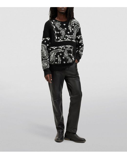 AllSaints Black Wool-blend Bandana Sweater for men