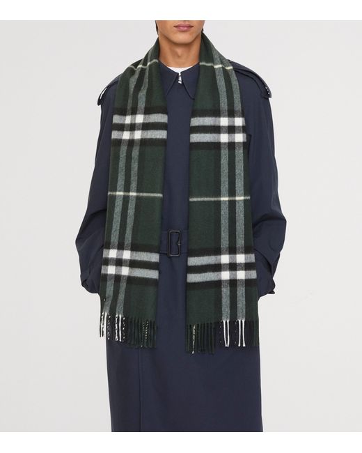 Burberry Green Cashmere Check Scarf