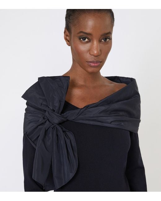 Max Mara Black Wool-Blend Bow-Detail Top