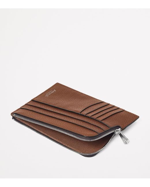 Aspinal Brown Leather Zipped Travel Wallet for men