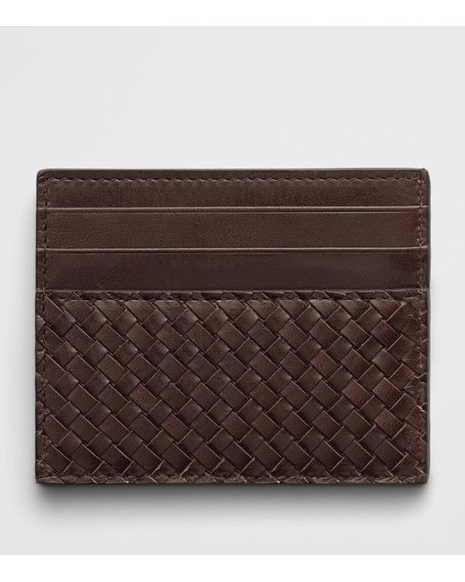Prada Brown Leather Woven Card Holder for men