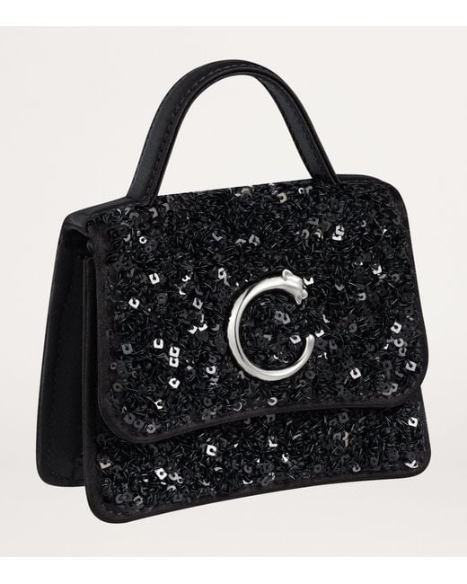 Cartier Black Micro Panthère De Top-handle Bag