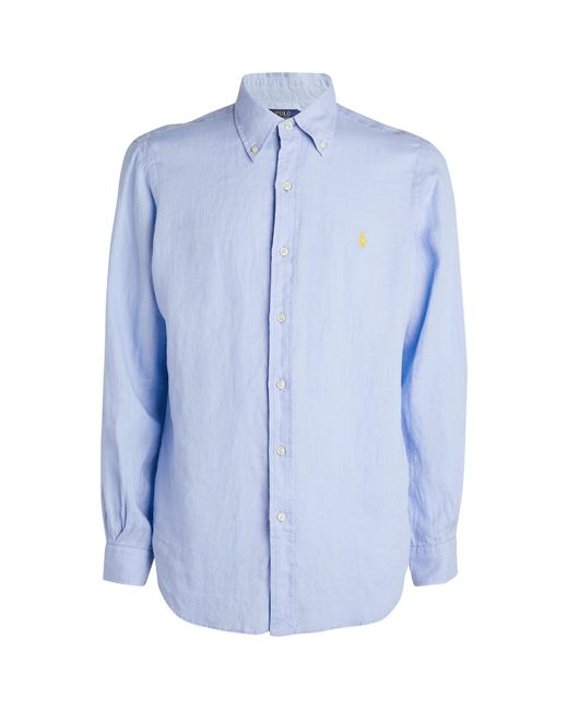Polo Ralph Lauren Blue Linen Polo Pony Shirt for men