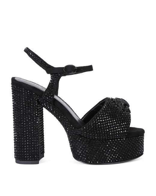Kurt Geiger Black Embellished Kensington Eagle Platform Sandals 125