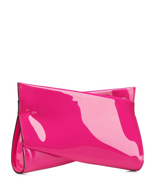 Christian Louboutin Loubitwist Patent Clutch Bag in Pink | Lyst