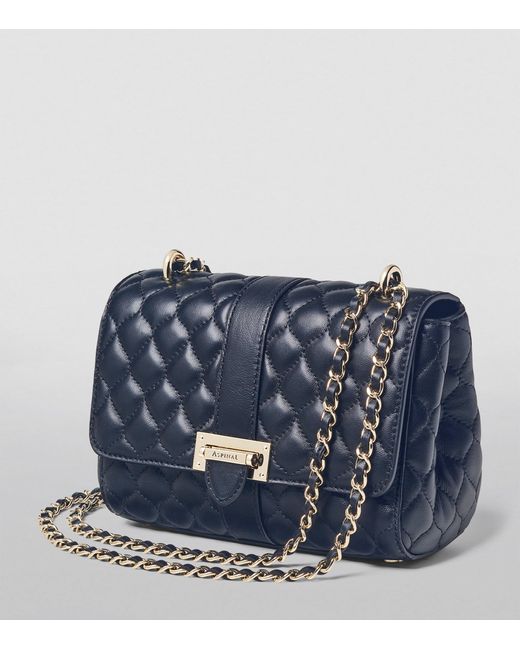 Aspinal Blue Leather Lottie Shoulder Bag