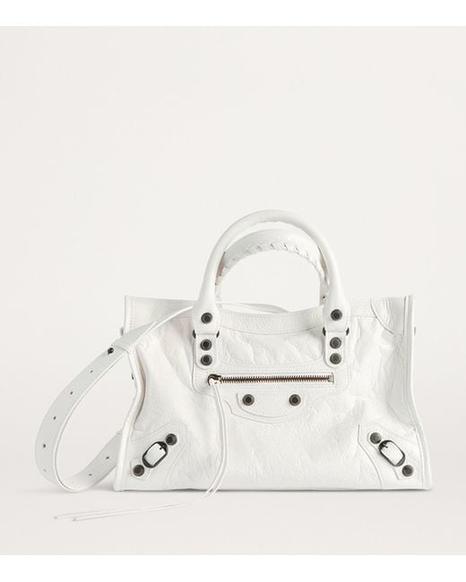 Balenciaga White Small Lambskin Le City Top-Handle Bag